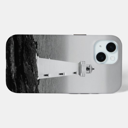 白黒ミニマリストライトハウス Case-Mate iPhoneケース (裏面 (横))