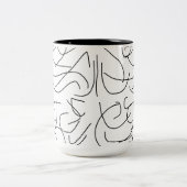 白黒ミニマリストラインアート ツートーンマグカップ (中央)