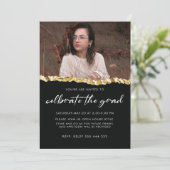 白黒ミニマリスト上級卒業 招待状 (スタンド正面)