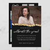 白黒ミニマリスト上級卒業 招待状 (正面/裏面)