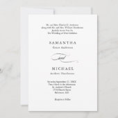 白黒ミニマリスト両親名結婚 招待状 (正面)