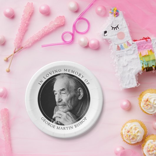 白黒ミニマリスト写真が愛の記憶に残る ペーパープレート (パーティー)