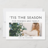 白黒ミニマリスト写真モダンクリスマス シーズンカード (正面)