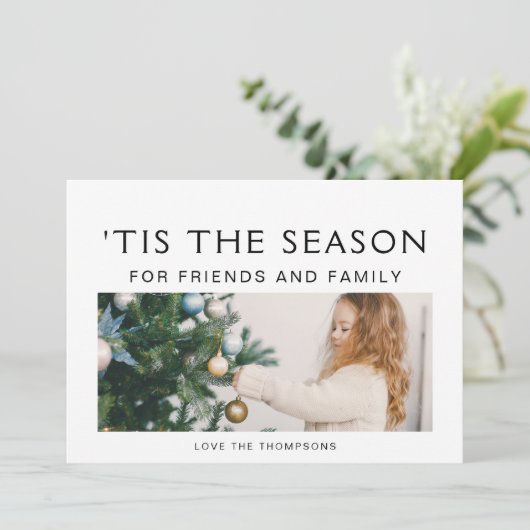 白黒ミニマリスト写真モダンクリスマス シーズンカード (スタンド正面)