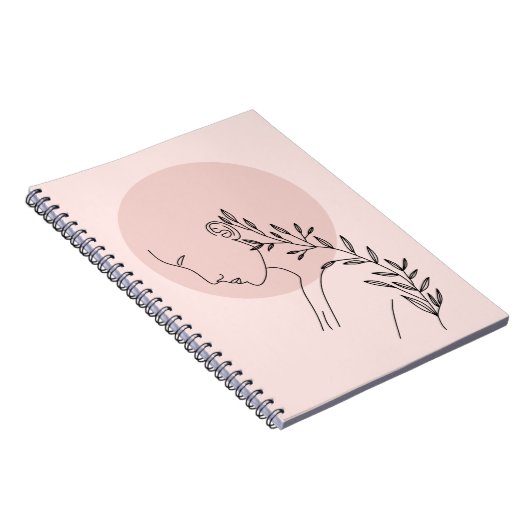 白黒ミニマリスト女性ラインアートポスター ノートブック (右側)