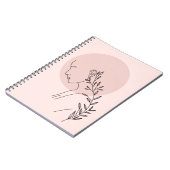 白黒ミニマリスト女性ラインアートポスター ノートブック (左側)