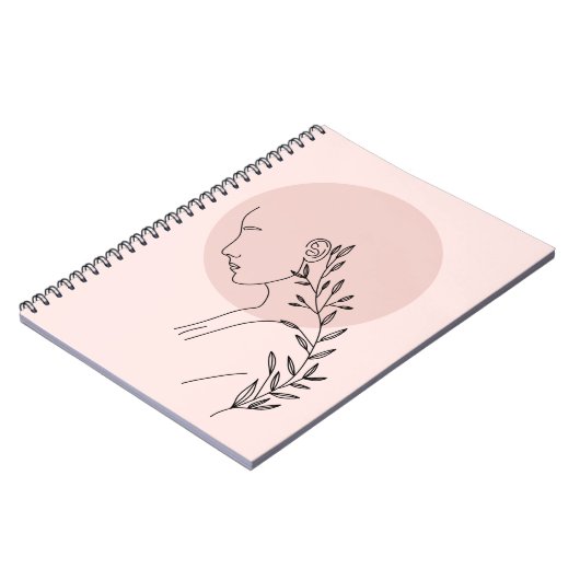 白黒ミニマリスト女性ラインアートポスター ノートブック (左側)