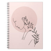 白黒ミニマリスト女性ラインアートポスター ノートブック (正面)