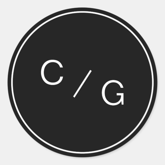 白黒ミニマリスト対モダンモノグラム ラウンドシール (正面)