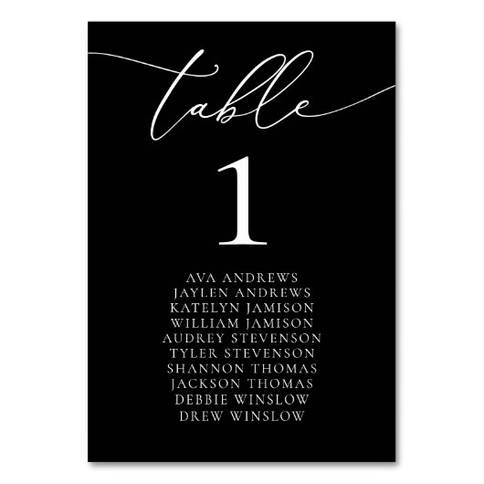 白黒ミニマリスト座席番号 テーブルナンバー (正面)