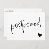 白黒ミニマリスト延期結婚の 案内ポストカード (正面/裏面)
