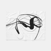 白黒ミニマリスト抽象芸術アート フリースブランケット (正面(横))