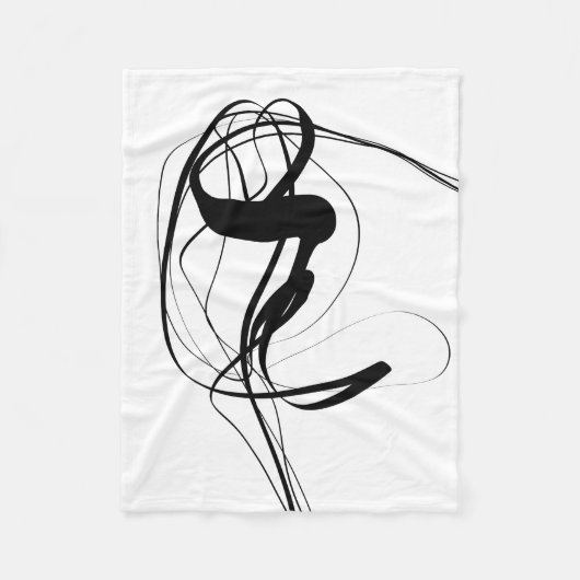白黒ミニマリスト抽象芸術アート フリースブランケット (正面)