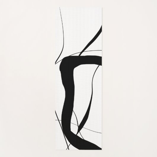 白黒ミニマリスト抽象芸術アート ヨガマット (正面)
