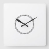 白黒ミニマリスト正方形時計 スクエア壁時計 (正面)
