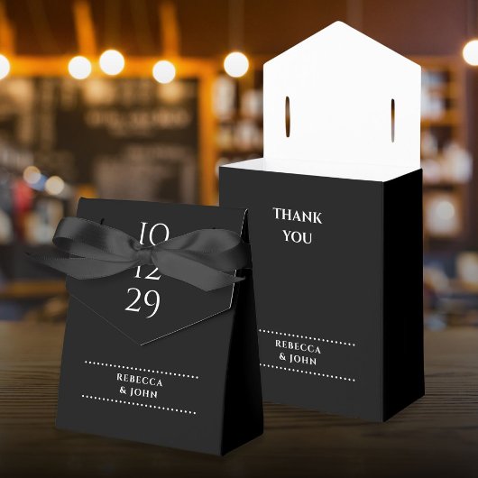 白黒ミニマリスト特別日付結婚の値 フェイバーボックス