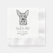 白黒ミニマリスト犬ペット結婚ズ 縁ありカクテルナプキン (正面)