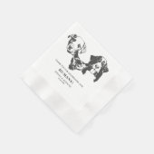 白黒ミニマリスト犬ペット結婚ズ 縁ありカクテルナプキン (角)