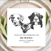 白黒ミニマリスト犬ペット結婚ズ 縁ありカクテルナプキン