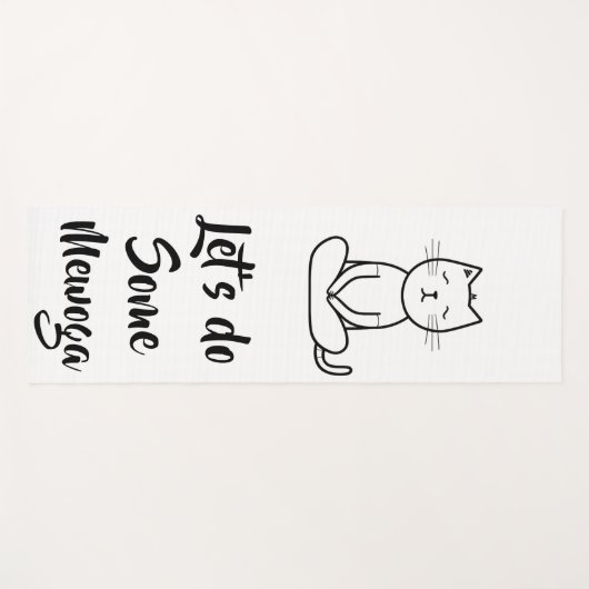 白黒ミニマリスト猫デザイン ヨガマット (正面(横))