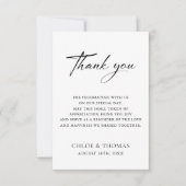 白黒ミニマリスト白結婚色 サンキューカード (正面)