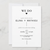 白黒ミニマリスト私たちは結婚する 招待状 (正面)