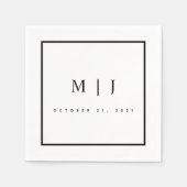 白黒ミニマリスト結婚のカクテル スタンダードカクテルナプキン (正面)