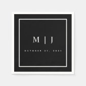 白黒ミニマリスト結婚のカクテル スタンダードカクテルナプキン (正面)