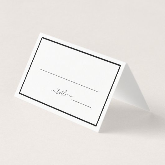 白黒ミニマリスト結婚のテーブルカード (正面)