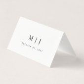 白黒ミニマリスト結婚のテーブルカード (裏面)