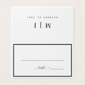 白黒ミニマリスト結婚のテーブルカード (外部フラット)