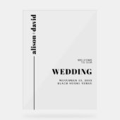 白黒ミニマリスト結婚の歓迎 アクリルサイン (正面)