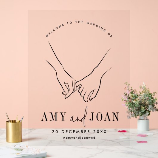 白黒ミニマリスト結婚の歓迎 アクリルサイン (ウェディング)