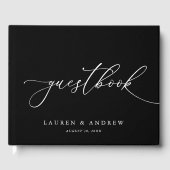 白黒ミニマリスト結婚ズゲストブック ゲストブック (正面)