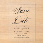 白黒ミニマリスト結婚式の日付を保存 アクリル招待状 (正面)