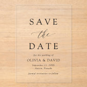 白黒ミニマリスト結婚式の日付を保存 アクリル招待状 (正面)