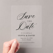 白黒ミニマリスト結婚式の日付を保存 アクリル招待状 (インサイチュ (ポータブル))