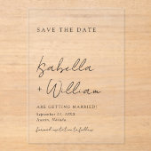 白黒ミニマリスト結婚式の日付を保存 アクリル招待状 (正面)