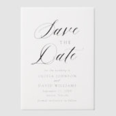 白黒ミニマリスト結婚式の日付を保存 ベラム紙招待状 (正面)