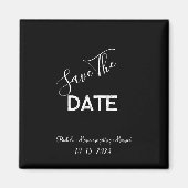 白黒ミニマリスト結婚式の日付を保存 マグネット (正面)