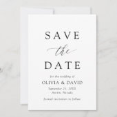 白黒ミニマリスト結婚式の日付を保存 招待状 (正面)