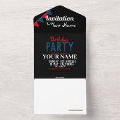 白黒ミニマリスト誕生日パーティーInvitati オールインワン招待状 (内側)