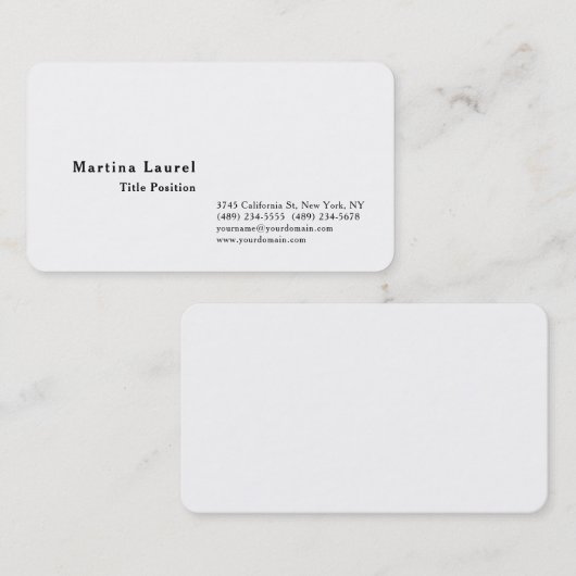 白黒ミニマリスト魅力的クラシカル 名刺 (正面/裏面)