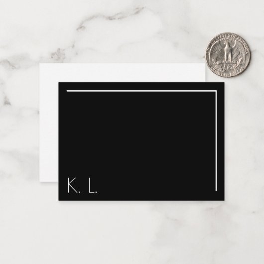 白黒ミニマリスト2文モダン字スタイリッシュ ノートカード (正面/裏面インサイチュ)