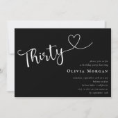 白黒ミニマリスト30歳の誕生日 招待状 (正面)