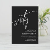 白黒ミニマリスト60誕生日招待状 招待状 (スタンド正面)