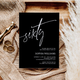 白黒ミニマリスト60誕生日招待状 招待状