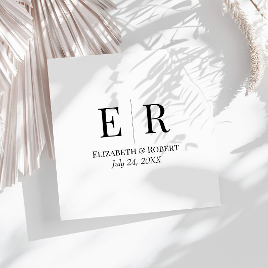 白黒ミニマリスト・モノグラム結婚ズ スタンダードランチョンナプキン