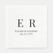 白黒ミニマリスト・モノグラム結婚ズ スタンダードランチョンナプキン (正面)