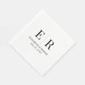 白黒ミニマリスト・モノグラム結婚ズ スタンダードランチョンナプキン (角)